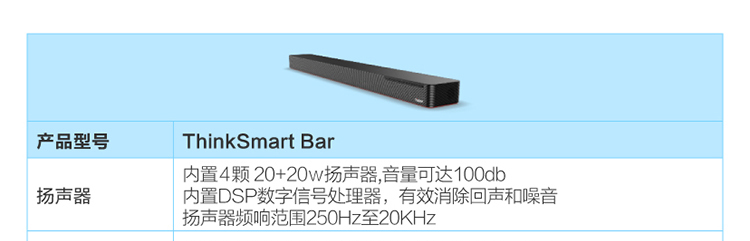 联想ThinkSmart Bar 智能会议条形音响 高保真音效与全向麦克风拾音适配大型会议室