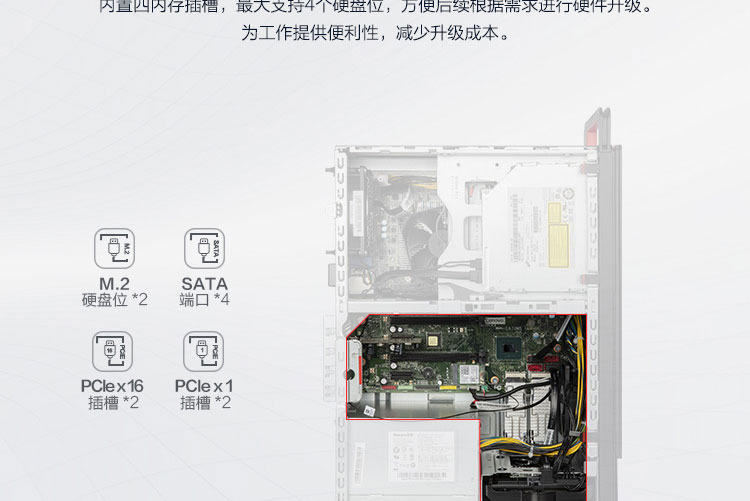 联想ThinkCentre M950t台式机 支持最高64GB双通道DDR4内存提升系统响应速度