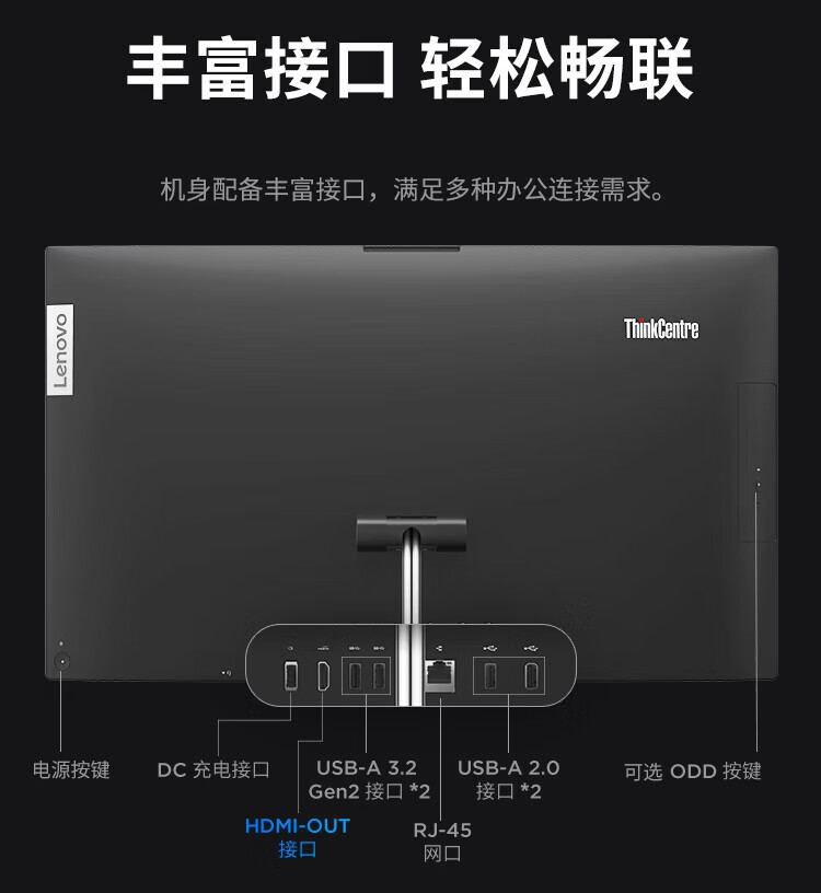 联想ThinkCentre A500一体机 8核12线程i5处理器专业办公极速体验