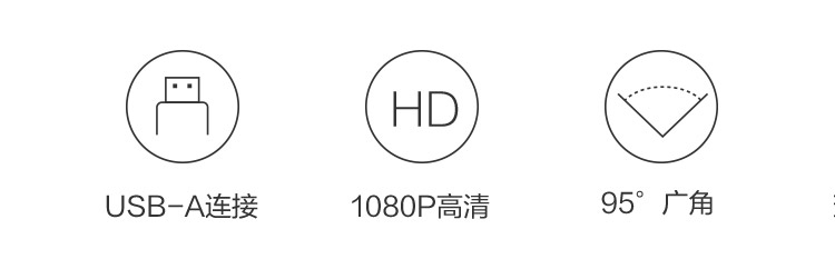 联想Lenovo Essential 1080P高清网络摄像头 200万像素FHD双麦克风360°旋转可调视角