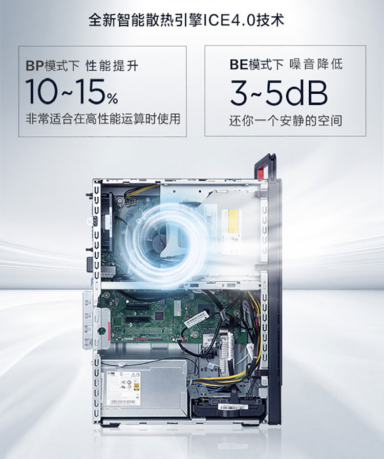 联想ThinkCentre M800t台式机 配备4个双通道内存插槽及前置高速Type-C接口