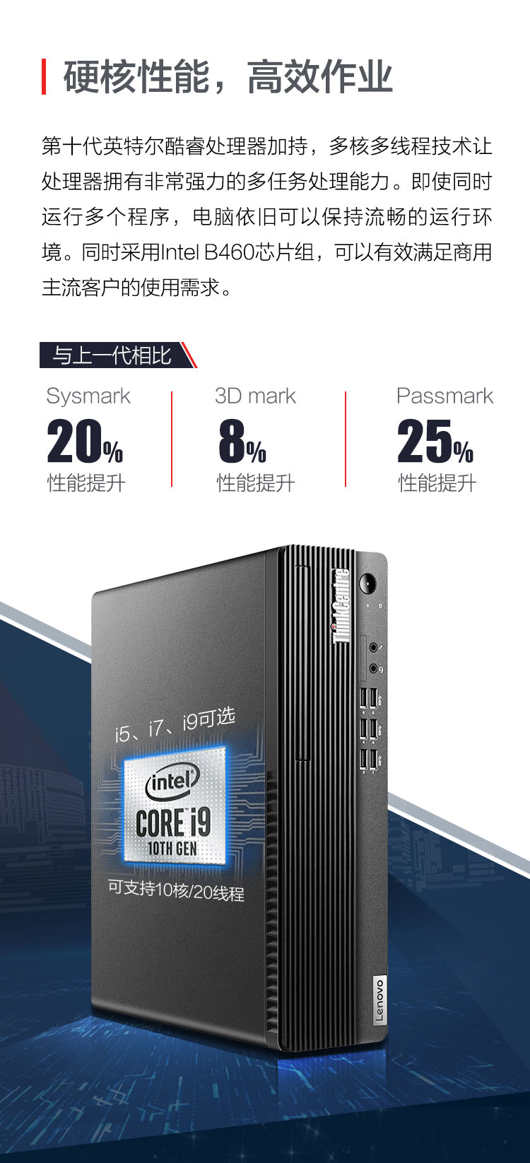 联想ThinkCentre M730s迷你办公主机 四内存插槽128GB大容量扩展