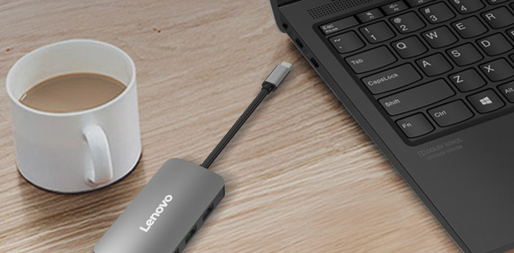 联想D610六合一Type-C扩展坞 高速数据4K高清输出支持USB 3.0与HDMI