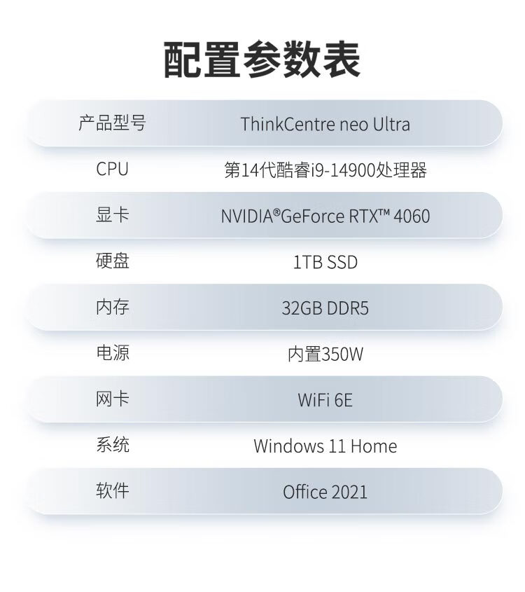 联想ThinkCentre Neo Ultra Al元启AIPC迷你台式机 酷睿14代i9-14900 RTX4060 32G内存1TB固态硬盘