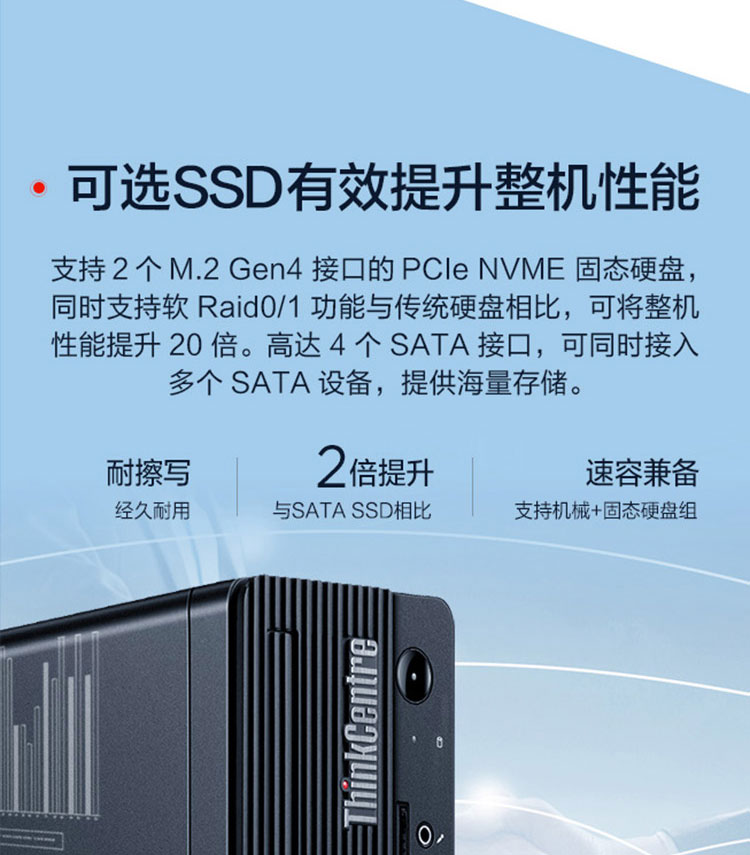 联想ThinkCentre M950s商务台式机 8.2升紧凑机身灵活部署节省办公空间