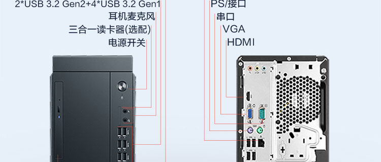 联想启天M43h台式电脑 提升20%计算性能支持M.2 PCIe NVMe高速SSD