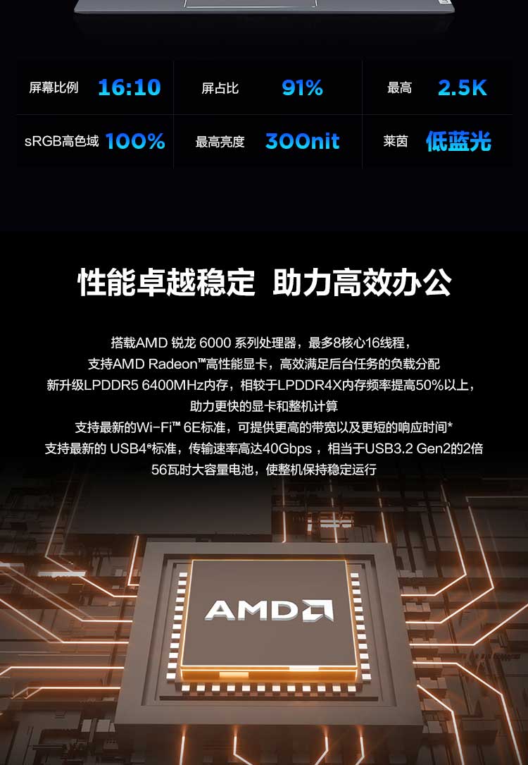 联想ThinkBook K3-ARB笔记本 高性能锐龙CPU AMD Radeon显卡办公娱乐全能机