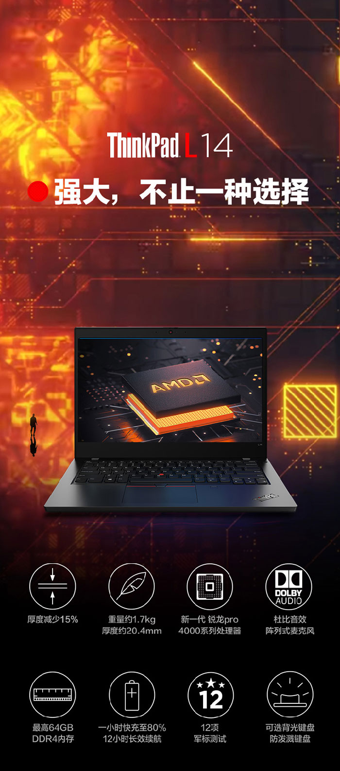 联想ThinkPad L14笔记本 AMD锐龙强芯加持性能新突破