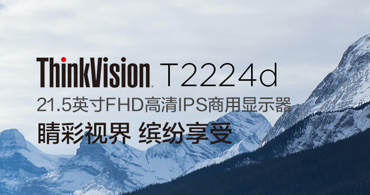联想ThinkVision T2224d显示器 21.5英寸IPS高清显示器1670万色广视角灵活调节底座