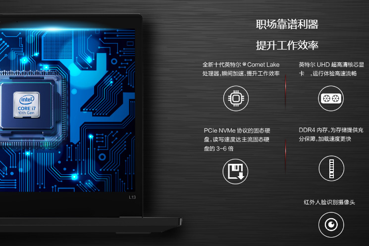 联想ThinkPad L13笔记本 铝合金金属机身坚固耐用金属转轴确保切换顺畅稳定