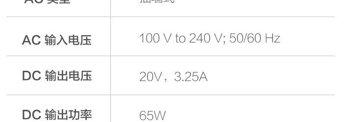 联想Lenovo便携式笔记本电源适配器4X20H15595 插墙式设计方形接口