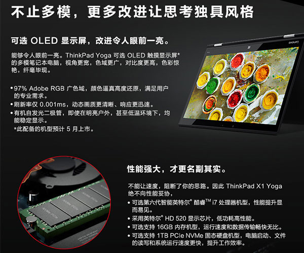 联想ThinkPad X1 YOGA 14寸超薄本 OLED触控屏1.3kg轻巧机身