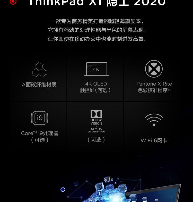 联想ThinkPad X1隐士笔记本 VR/MR支持4GB DDR6独显64GB内存扩展