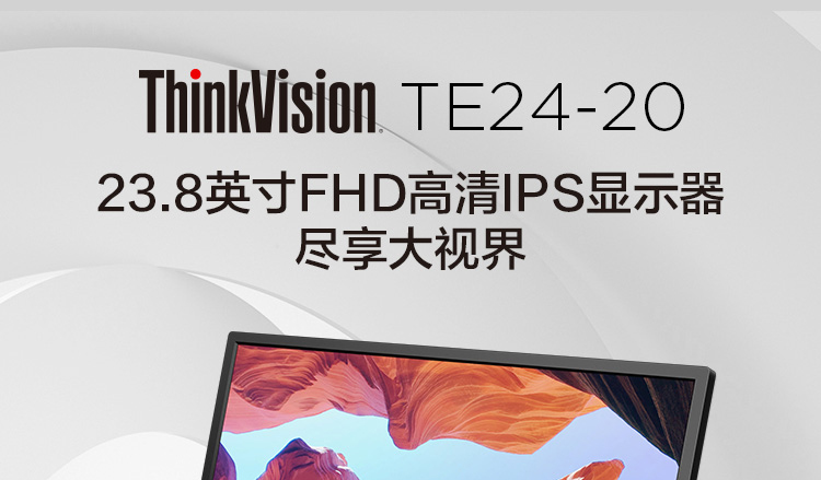 联想ThinkVision TE24-20显示器 23.8英寸全高清IPS显示器178°广视角低蓝光护眼屏