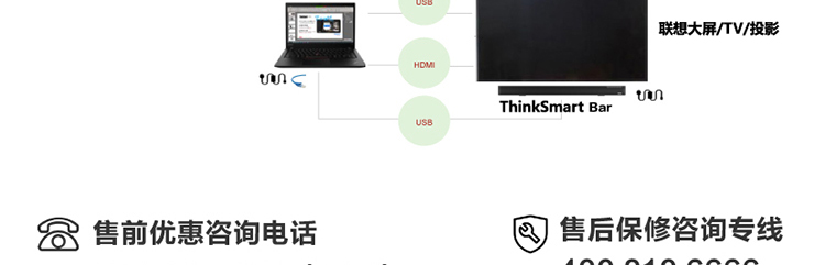 联想ThinkSmart Bar 智能会议条形音响 高保真音效与全向麦克风拾音适配大型会议室