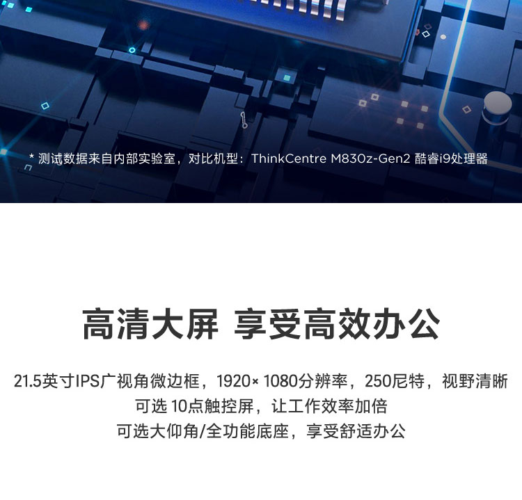 联想ThinkCentre M70a 21.5英寸一体机 第12代Intel酷睿高清IPS触控屏