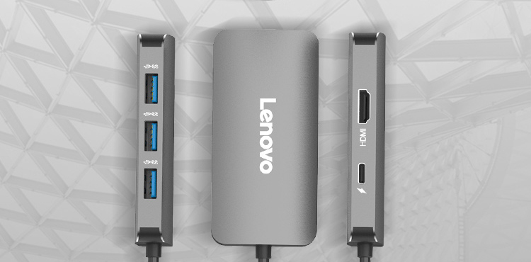 联想D610六合一Type-C扩展坞 高速数据4K高清输出支持USB 3.0与HDMI