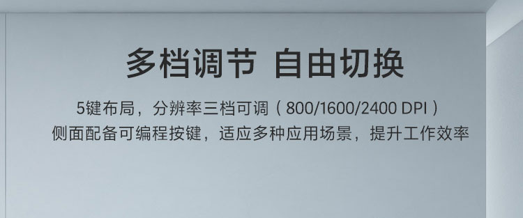 联想Lenovo Go USB-C 无线鼠标 2.4GHz高精度蓝光光学传感五键可编程设计