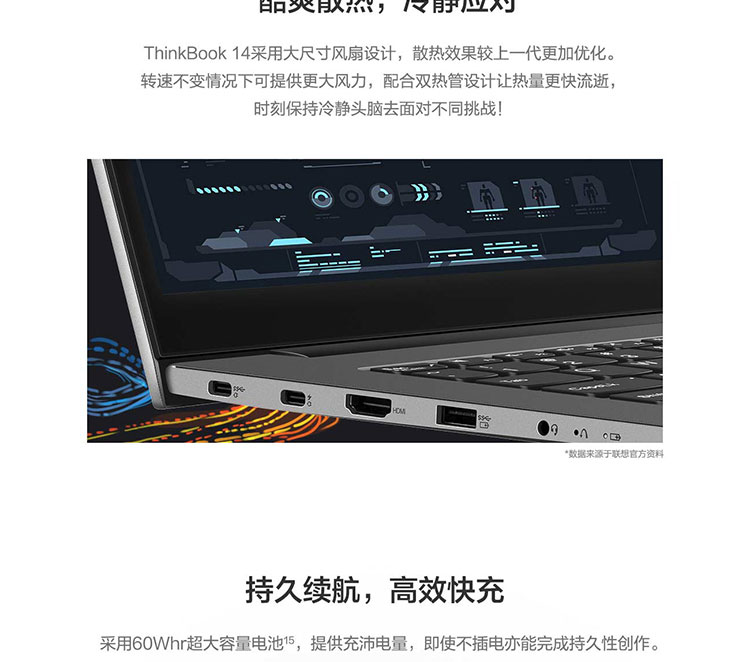 联想ThinkBook 14笔记本 11代酷睿i5-1137G7轻薄高性能商务本可扩展至40GB内存2TB固态硬盘