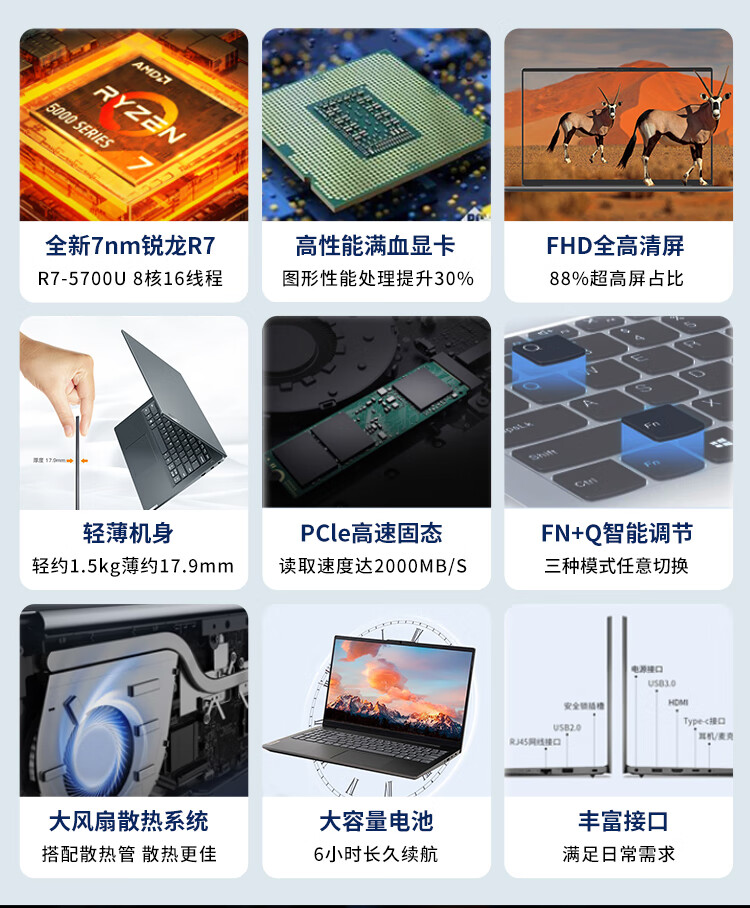 联想扬天V14锐龙版 7nm锐龙R7-5700U强劲多核畅享极致性能体验