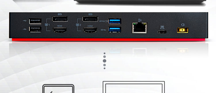 联想ThinkPad 40AF0135CN双接口扩展坞 USB-A/USB-C兼容 高功率充电和双4K显示