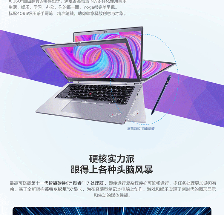 联想ThinkPad S2 Yoga二合一笔记本电脑 11代酷睿i7 16G大内存多模式触控体验