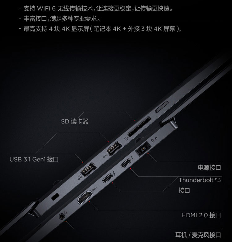 联想ThinkPad X1隐士笔记本 VR/MR支持4GB DDR6独显64GB内存扩展
