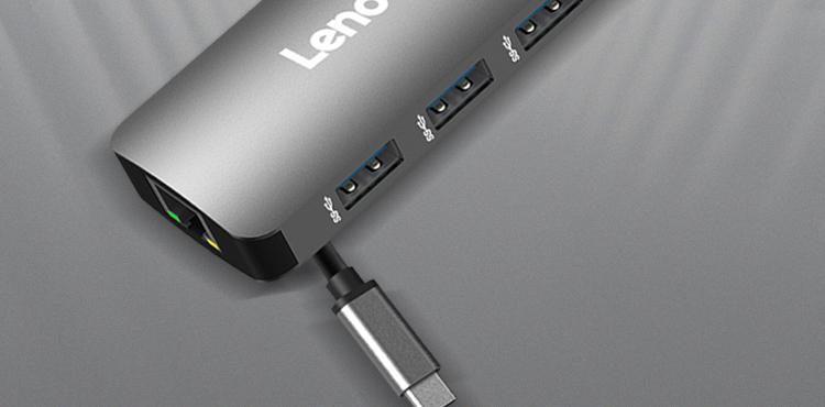 联想D610六合一Type-C扩展坞 高速数据4K高清输出支持USB 3.0与HDMI