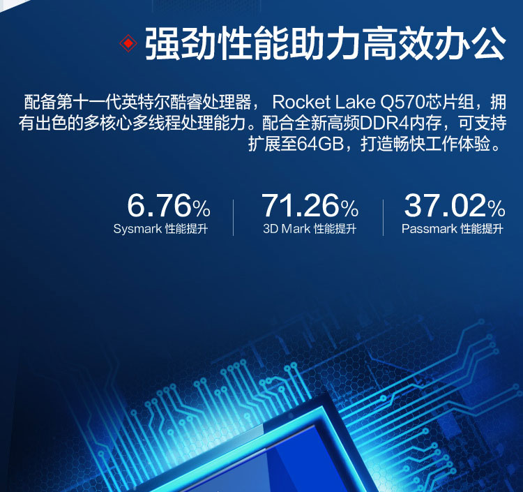 联想启天M640商用台式机 第十一代英特尔酷睿处理器Rocket Lake Q570芯片组