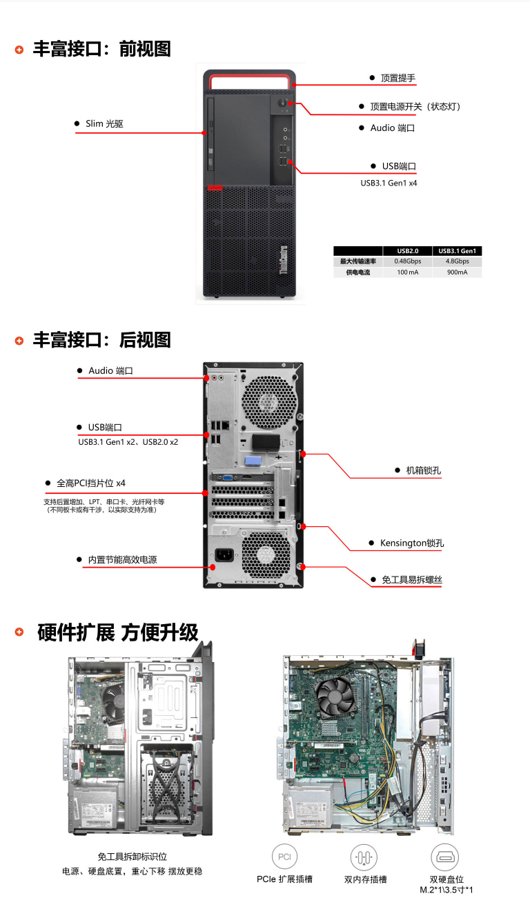 联想国产化开天M540Z台式机 商用办公整机龙芯3A5000 CPU麒麟V10系统