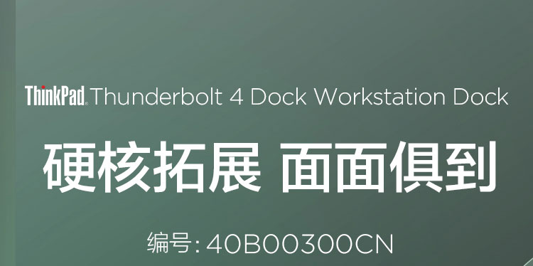 联想ThinkPad Thunderbolt 4 Dock 40B00300CN 高速40Gbps传输多屏办公300W输入/230W输出