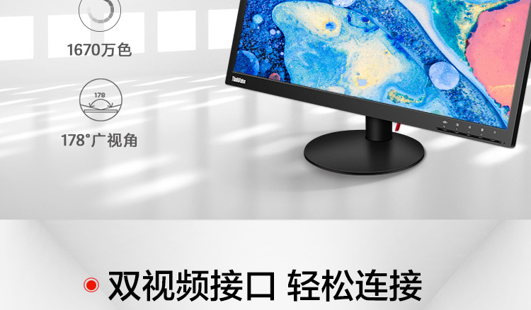 联想ThinkVision TE24-20显示器 23.8英寸全高清IPS显示器178°广视角低蓝光护眼屏