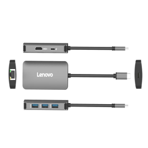 联想D610六合一Type-C扩展坞 高速数据4K高清输出支持USB 3.0与HDMI